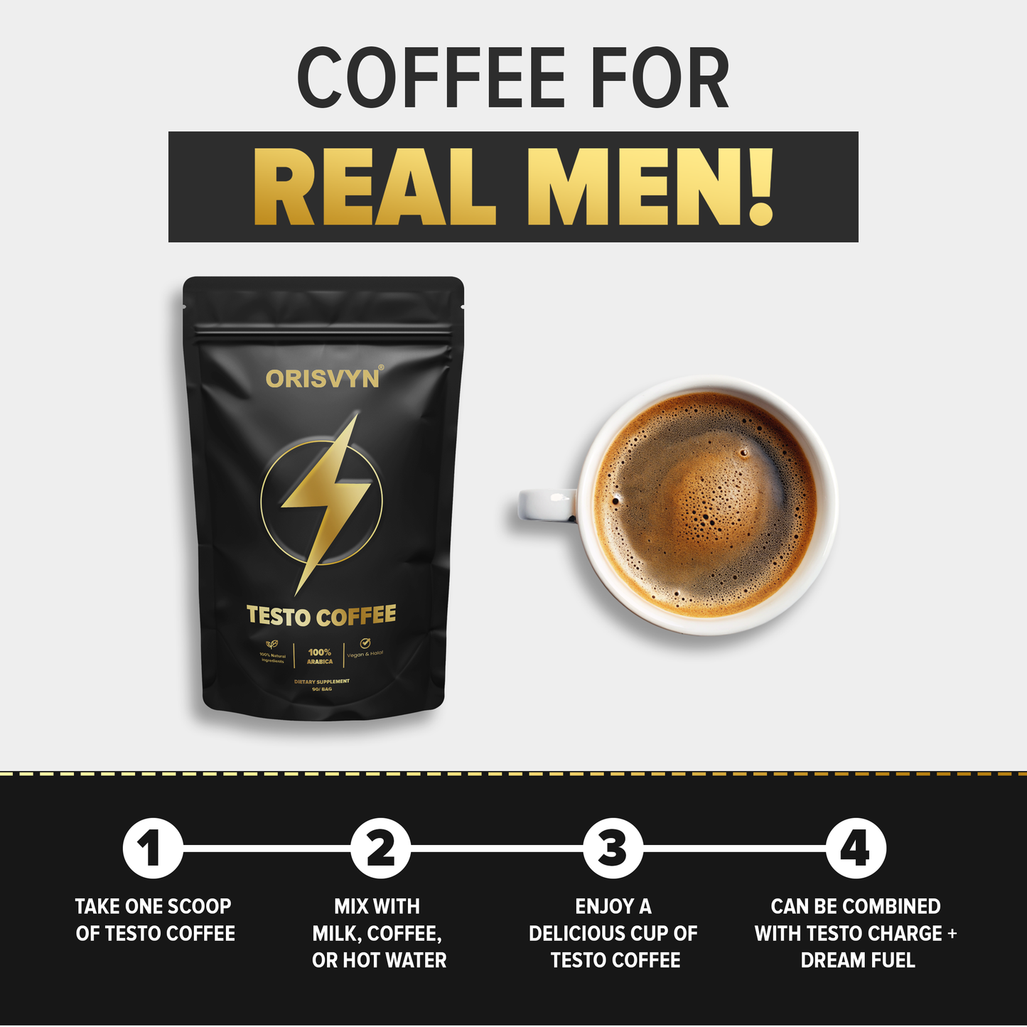 ORISVIN'S ULTIMATE MEN BUNDLE- Testo Charge+ Testo Coffee & Dream Fuel