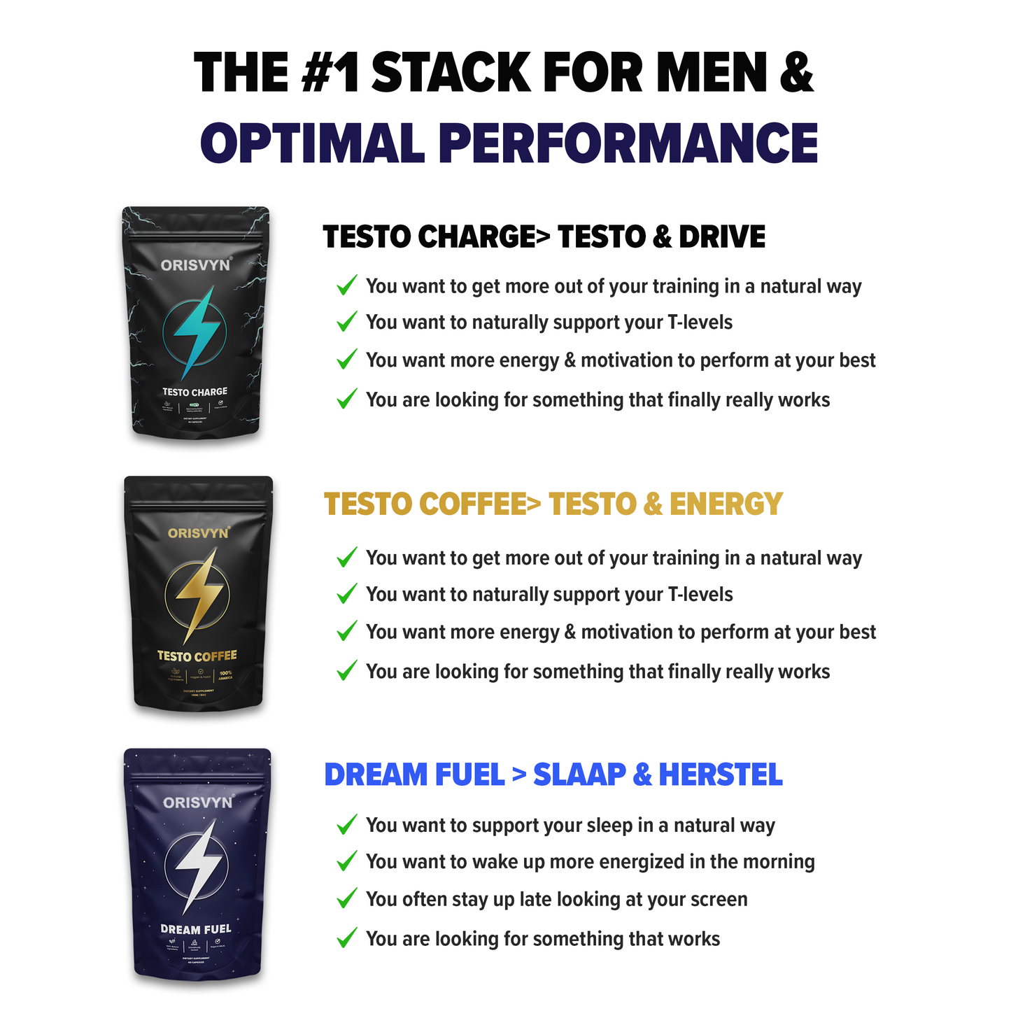 ORISVIN'S ULTIMATE MEN BUNDLE- Testo Charge+ Testo Coffee & Dream Fuel